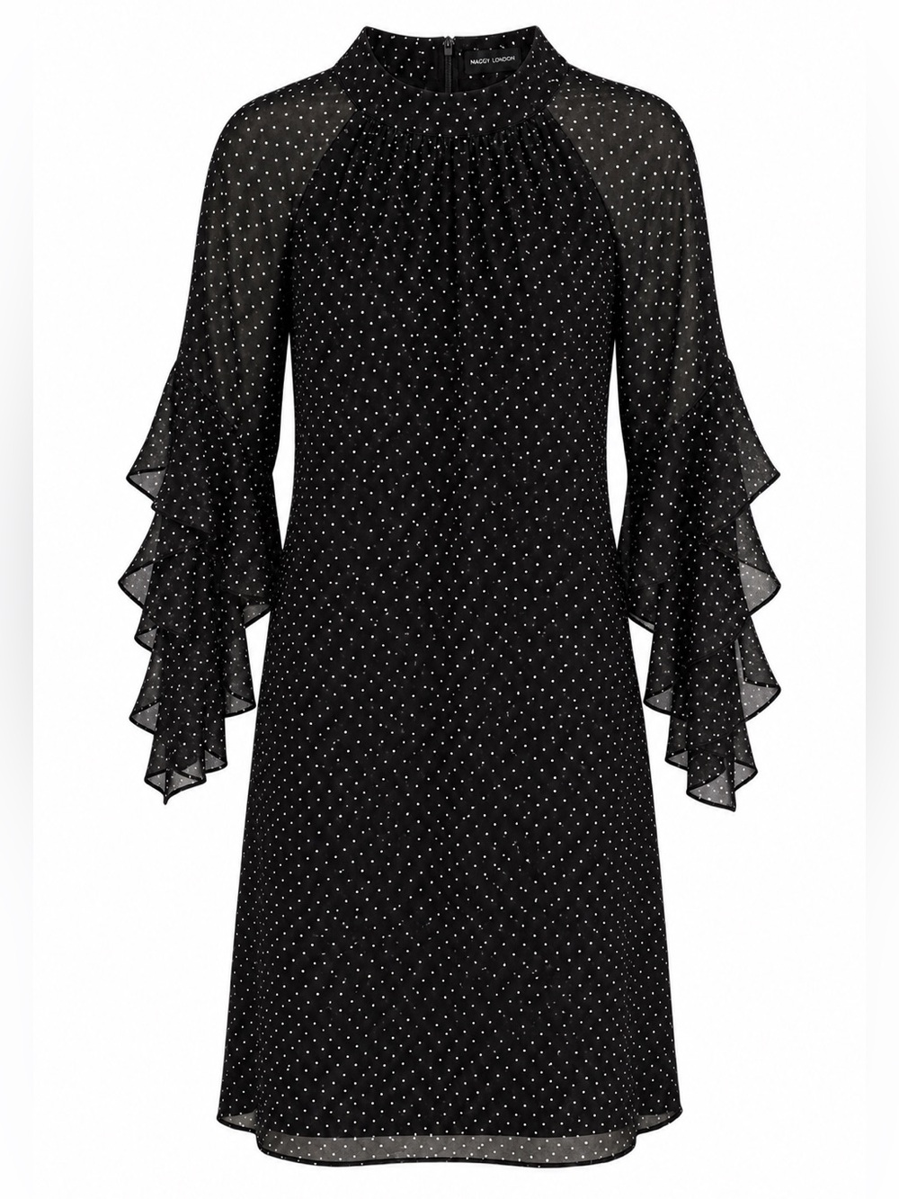 Maggy London Mock Neck Ruffle-Sleeve Dress